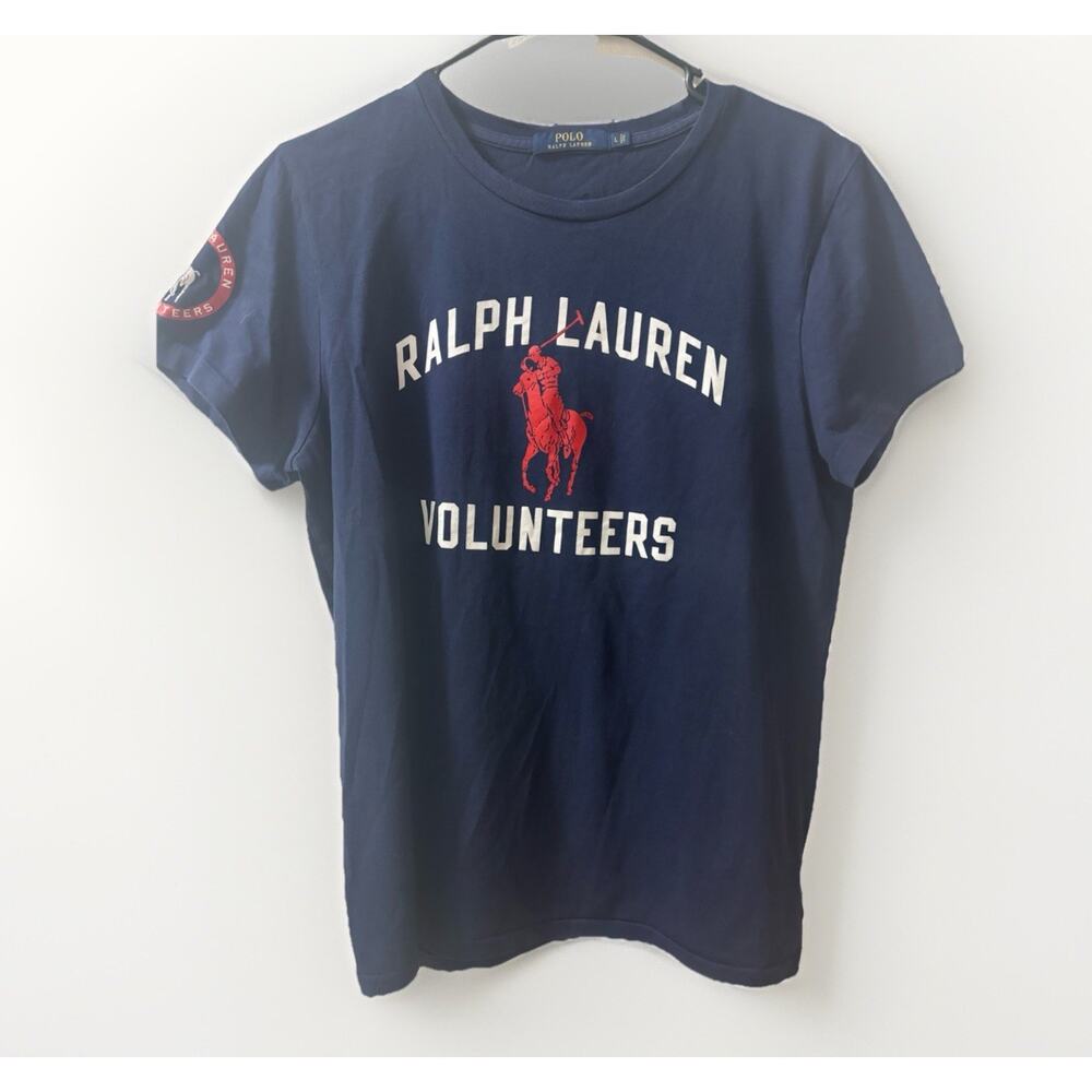Ralph Lauren Shirt Womens Large Blue Volunteers Big Pony Graphic Tee T-Shirt - Picture 2 of 11